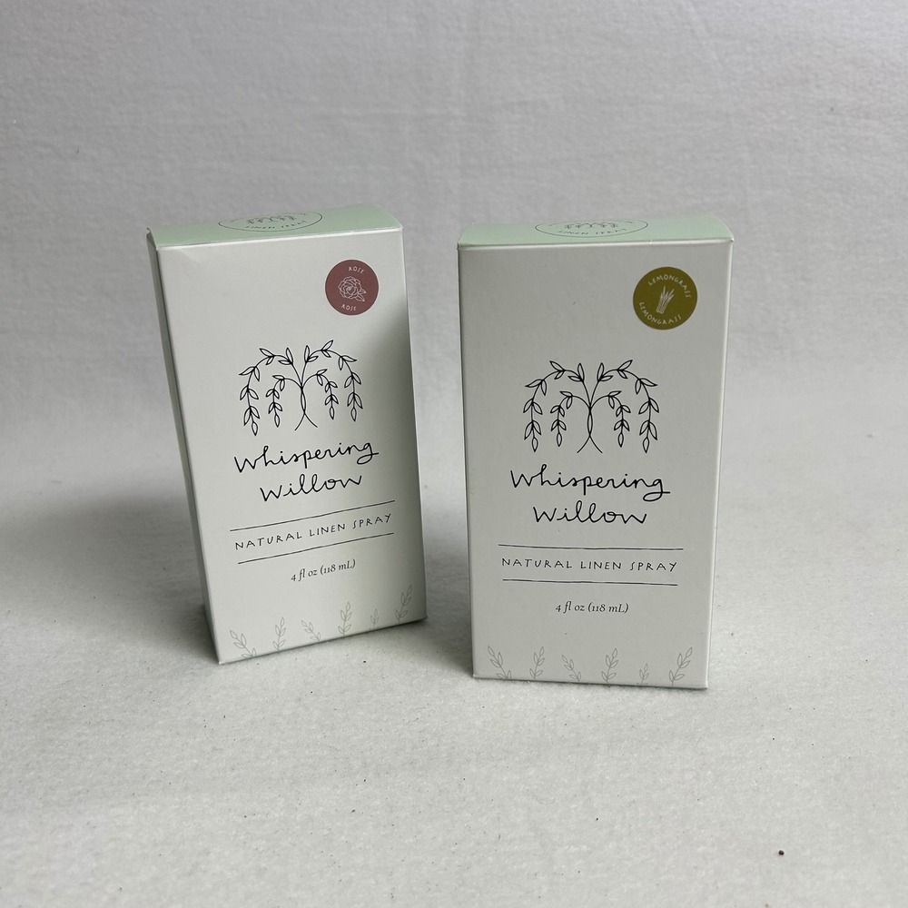 Aromatherapy Whispering Willow 4oz Rose‎ Lemongrass Natural Linen Spray Set